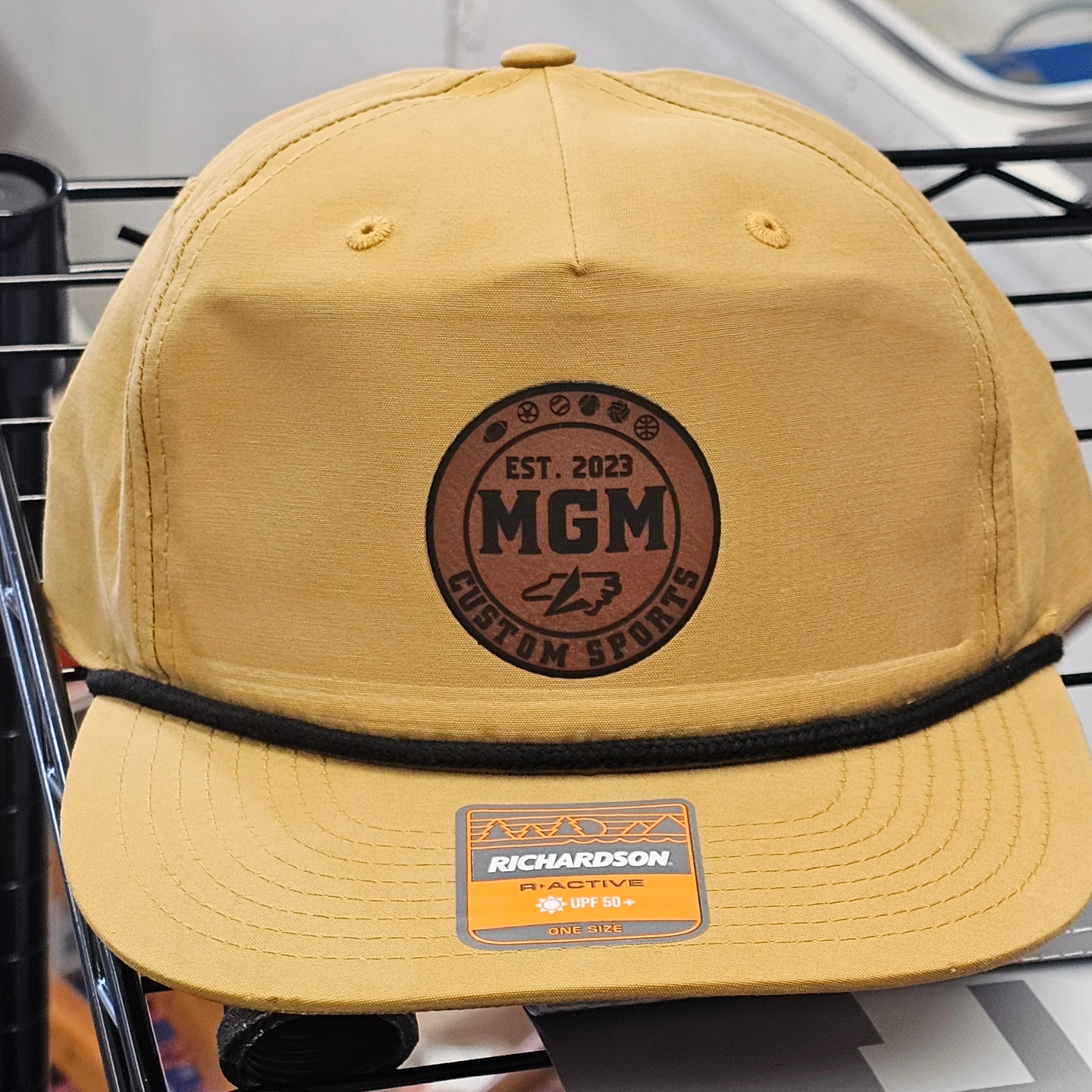 Richardson R256 Rope Hat with Round Leather MGM Sports Patch