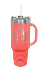 Polar Camel 40 oz. Coral Travel Mug with Handle, Straw Included