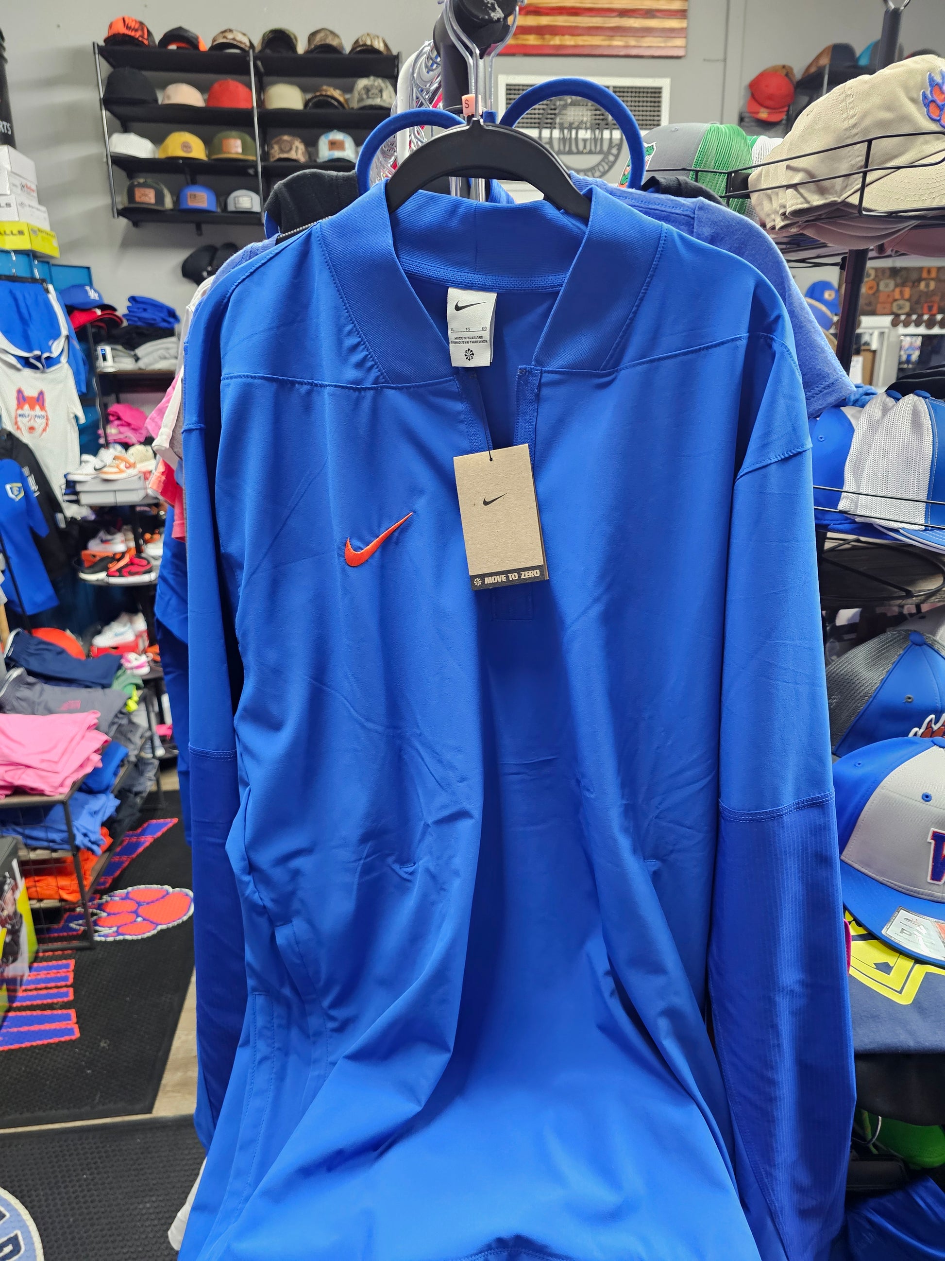 Nike 1/4 Zip L/S jacket royal w/ orange swoosh