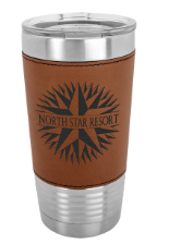 20 oz.  Laserable Leather Tumbler with Clear Lid