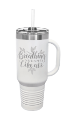 Polar Camel 40 oz. Coral Travel Mug with Handle, Straw Included