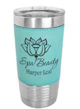 20 oz.  Laserable Leather Tumbler with Clear Lid