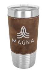 20 oz.  Laserable Leather Tumbler with Clear Lid