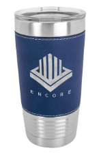 20 oz.  Laserable Leather Tumbler with Clear Lid