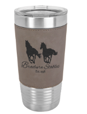 20 oz.  Laserable Leather Tumbler with Clear Lid