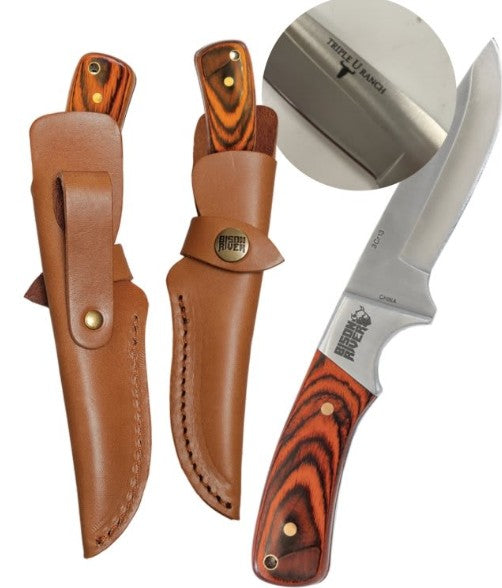 Bison River 4 1/2 In Fixed Blade Knife with Leather Sheath