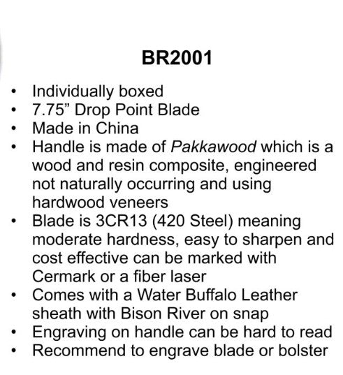 Bison River 4 1/2 In Fixed Blade Knife with Leather Sheath