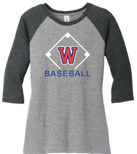 Bella Canvas Women's 3/4 Sleeve Shirt W Baseball logo