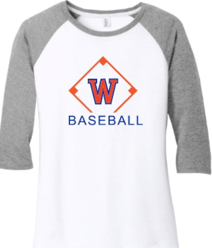 Bella Canvas Women's 3/4 Sleeve Shirt W Baseball logo