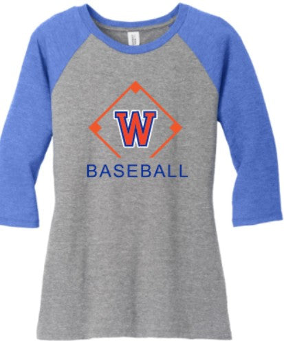Bella Canvas Women's 3/4 Sleeve Shirt W Baseball logo