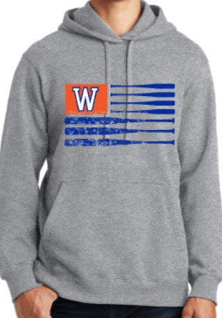 BSN Fleece Hoodie or Crewneck w/ Wolfpack BB/SB Flag Design