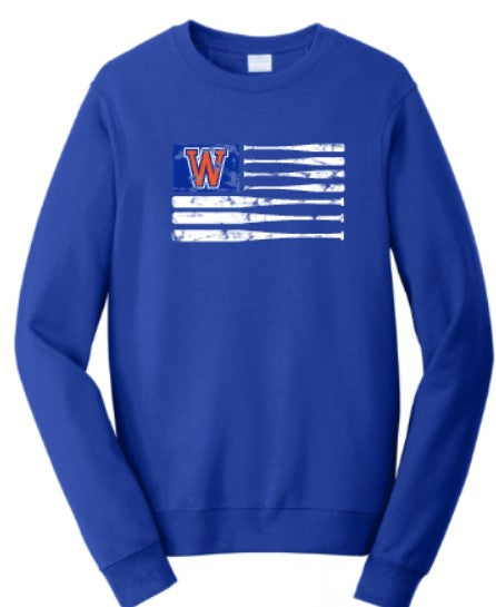 BSN Fleece Hoodie or Crewneck w/ Wolfpack BB/SB Flag Design